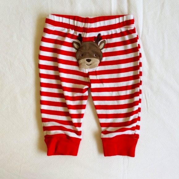 carter's striped reindeer comfy pants 3 months baby unisex - Picture 1 of 6